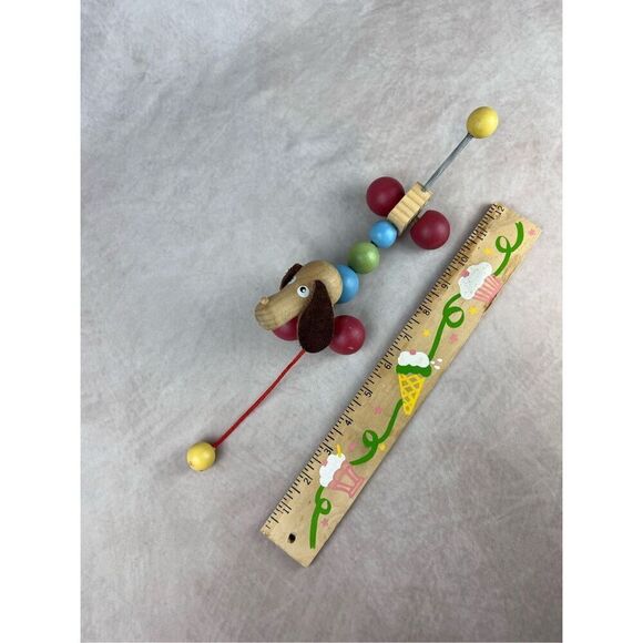 Montessori Dachshund Dog LORENZ Pull Toy Wooden Germany Dog With Felt Ears and S - Picture 3 of 3